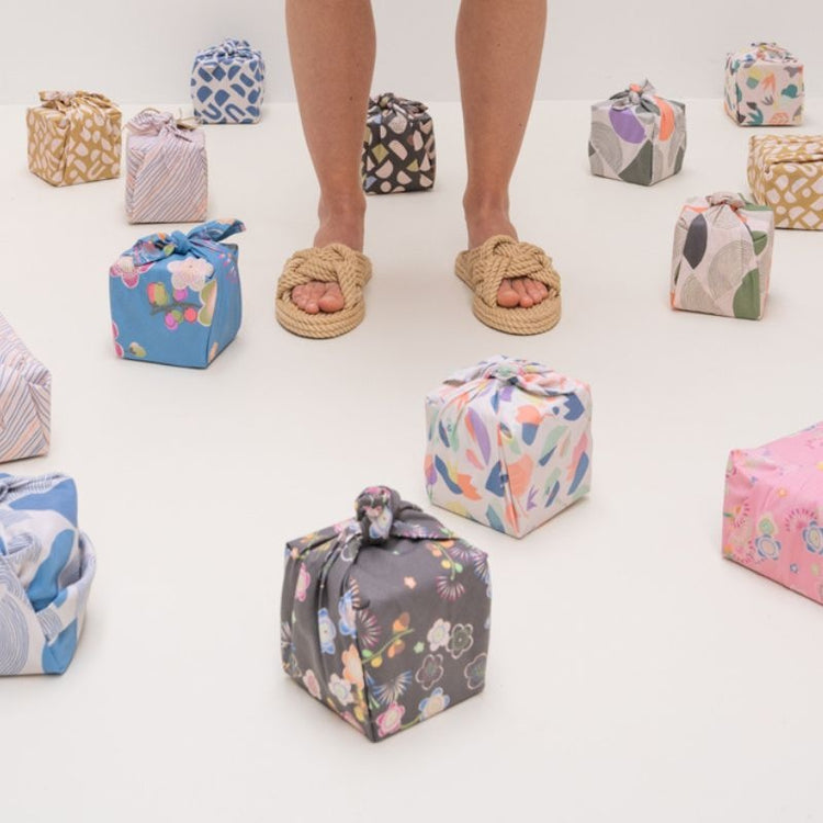 la la fete - inpakdoek - tokyo confetti - bruin