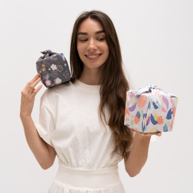 la la fete - inpakdoek - tokyo confetti - bruin