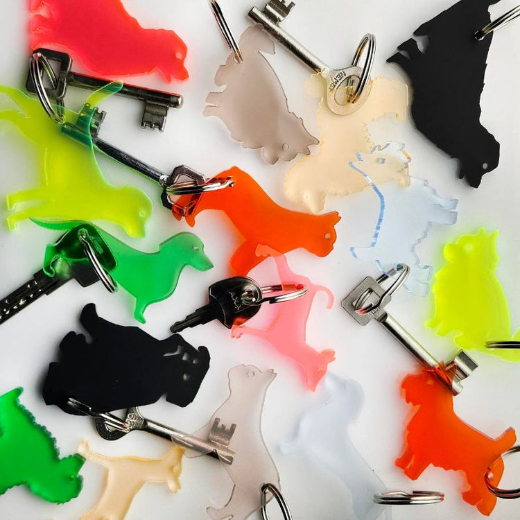 mo man tai - dog keychain