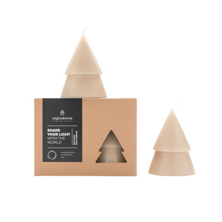 Christmas tree candle - beige - m