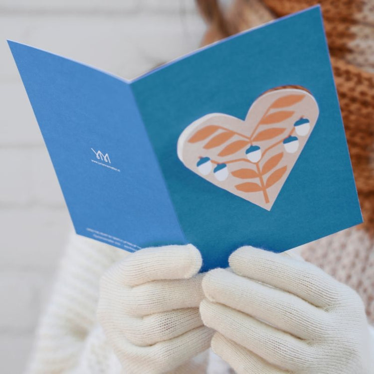 jurianne matter - heart kaart eikeltjes - blauw