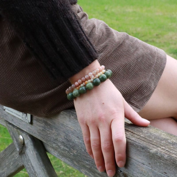 soï - chunky bracelet - moss green agate
