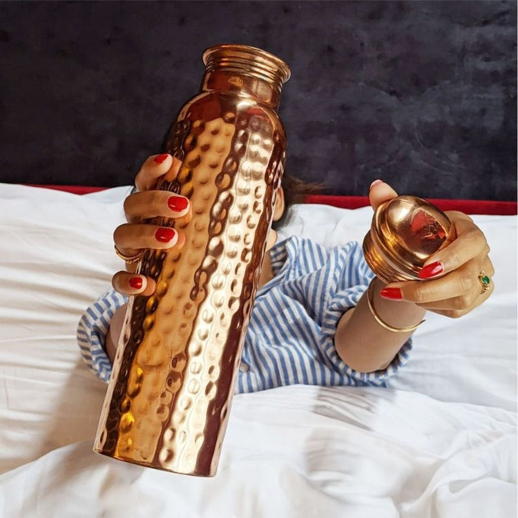 Forrest & Love - copper water bottle - curve hammered - 900 ml