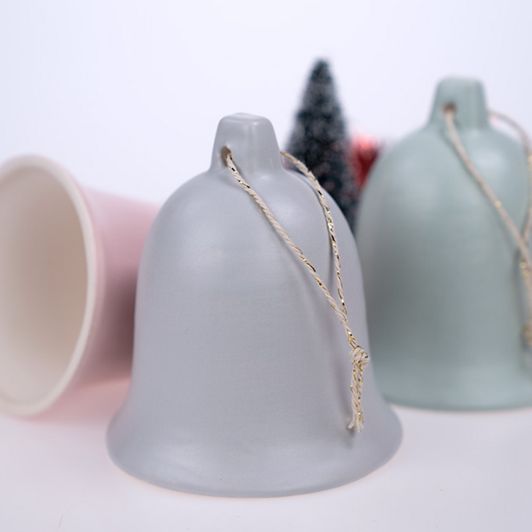 Christmas bell ceramic - grey