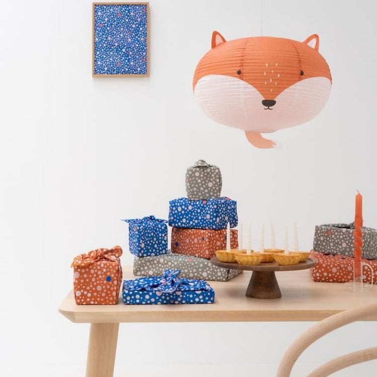 wrapping cloth - deaux dots - coral