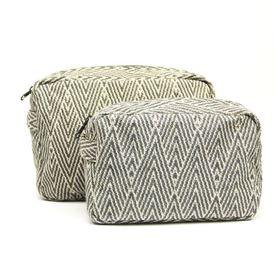 toiletry bag herringbone - l - grey