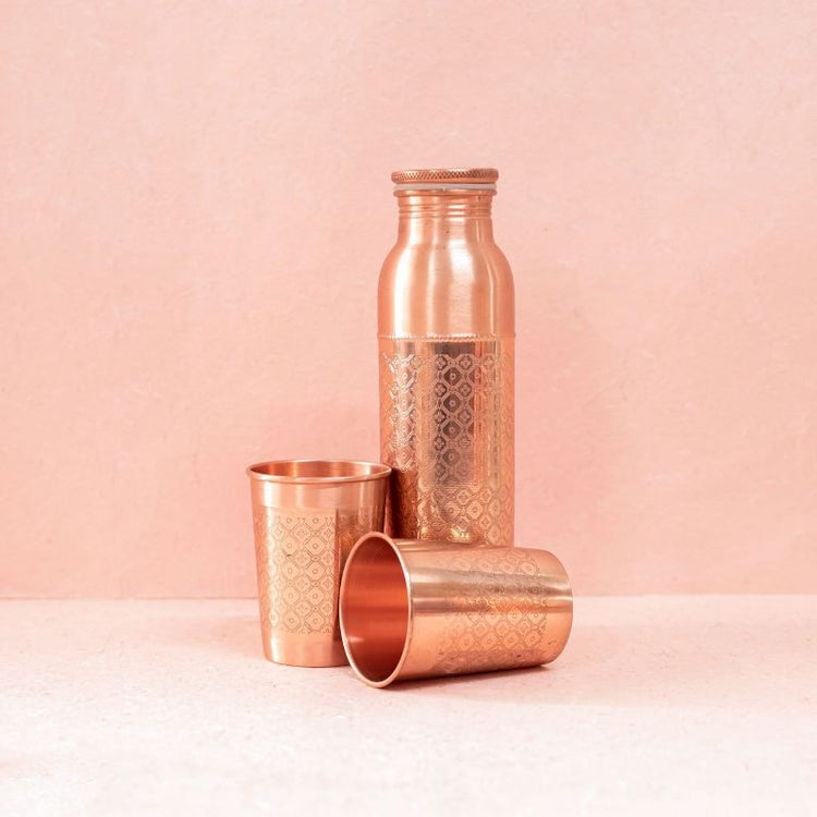 copper water bottle mosaic - 900 ml