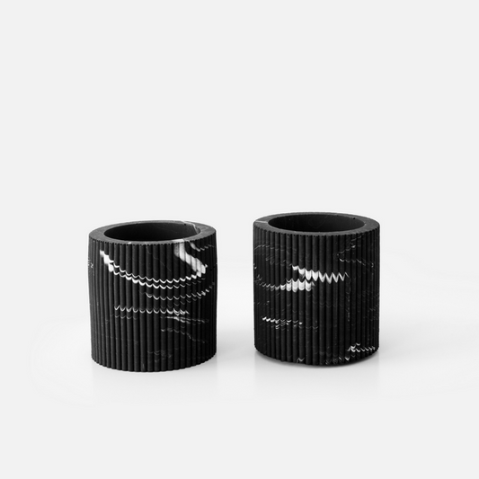 morgan tea light holder - black marble