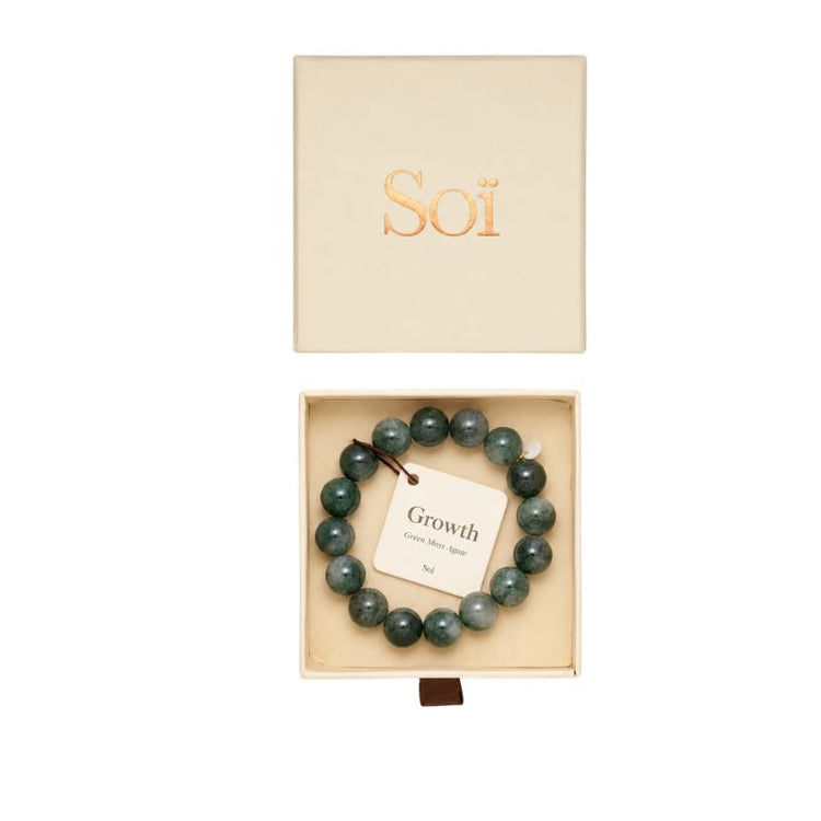soï - chunky bracelet - moss green agate