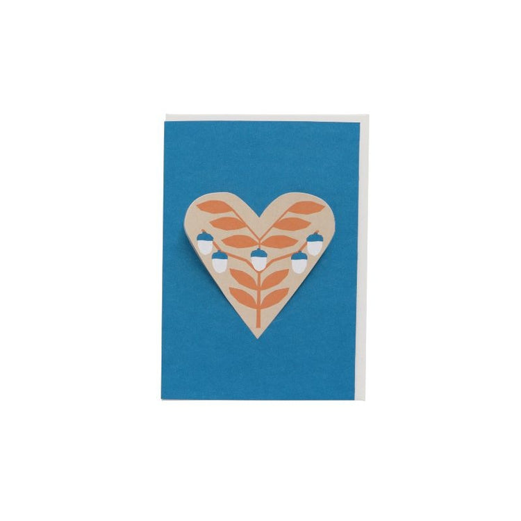 heart kaart eikeltjes - blauw