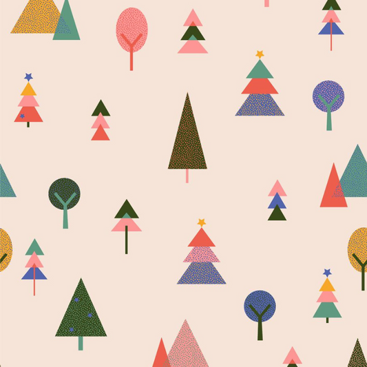 wrapping cloth - xmas forest cream
