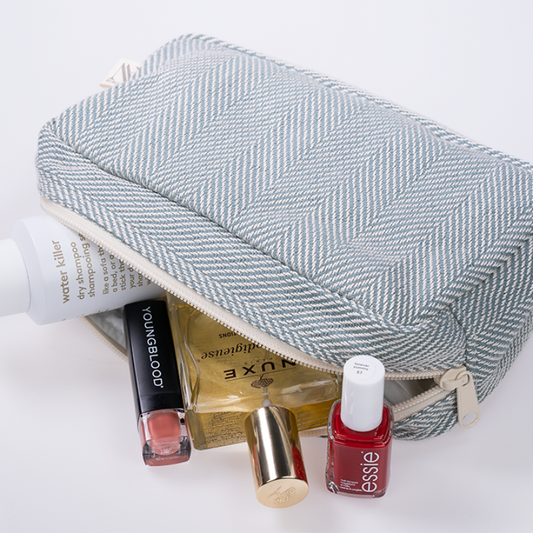 toiletry bag herringbone - m - celadon