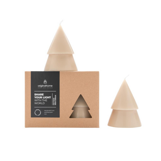 kerstboom kaars - beige - m