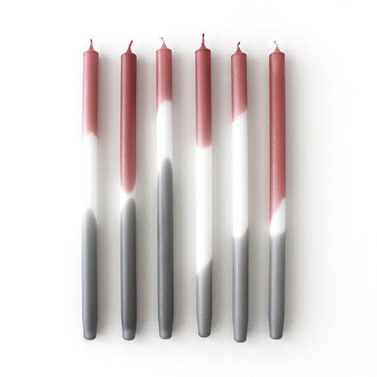mo man tai - dip dye candle - foggy maroon