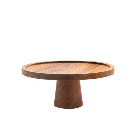 cake stand - teak - medium