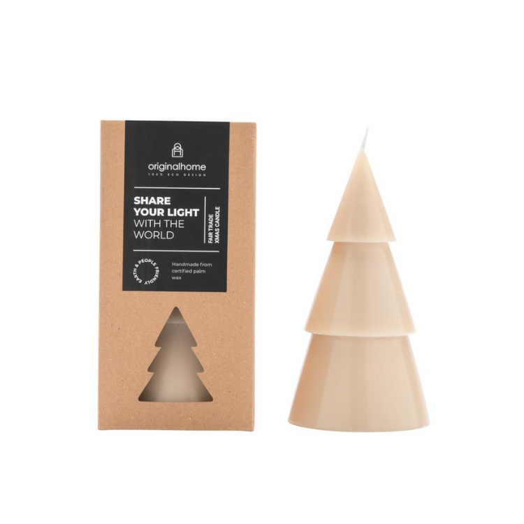 kerstboom kaars - beige - l