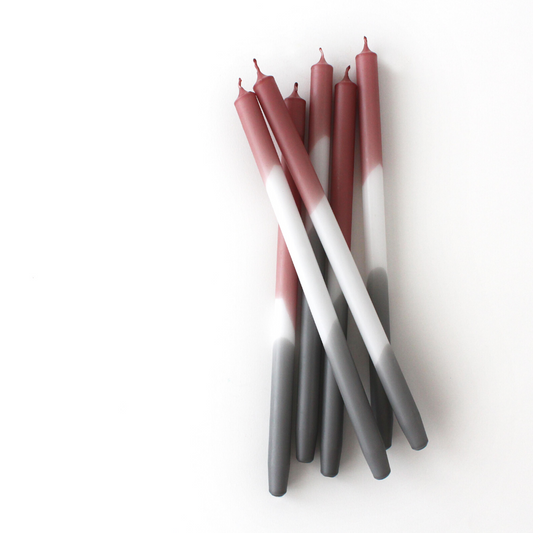 mo man tai - dip dye candle - foggy maroon