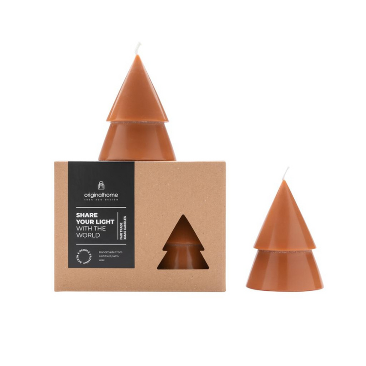 Christmas tree candle - cognac - m