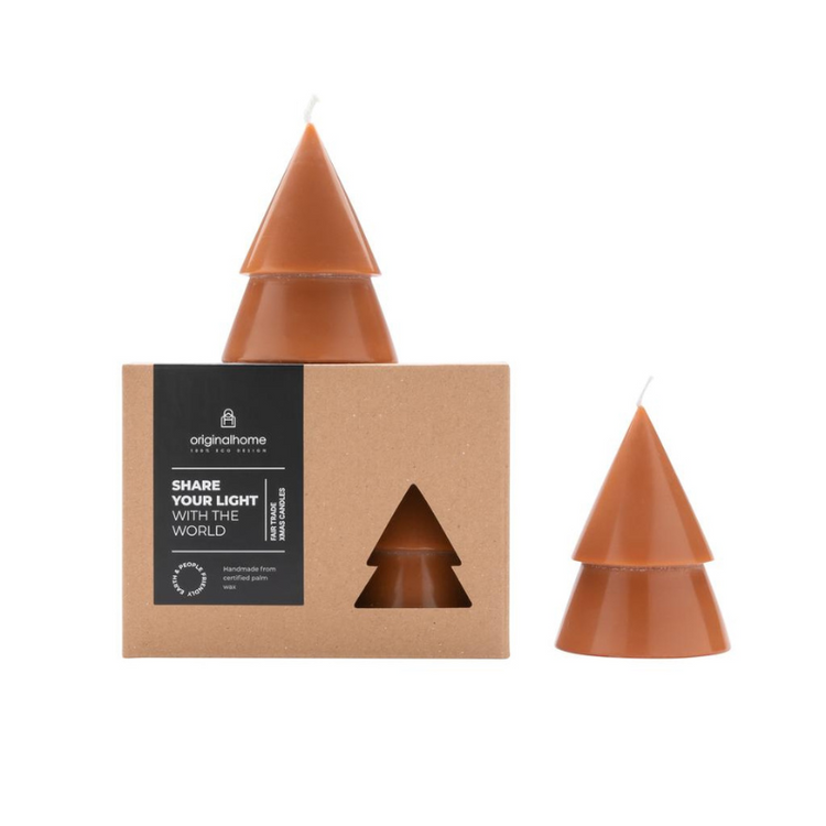 kerstboom kaars - cognac - m