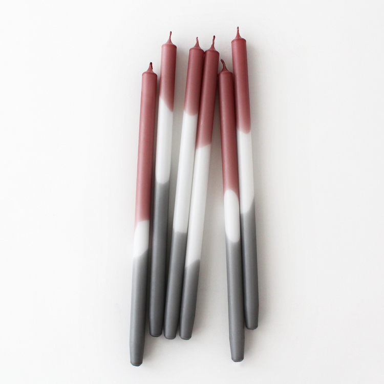 mo man tai - dip dye candle - foggy maroon