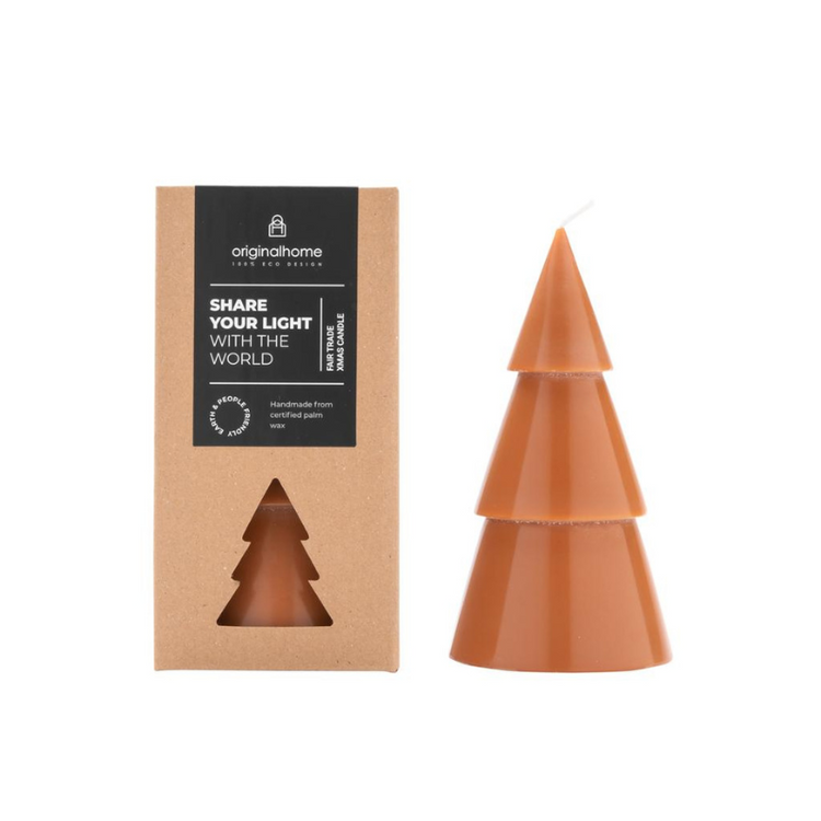 kerstboom kaars- cognac - l