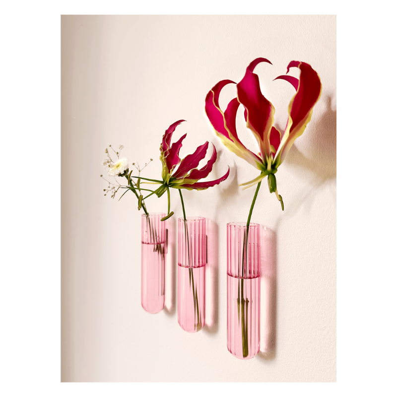 Muurbloempjes XL roze set van 3