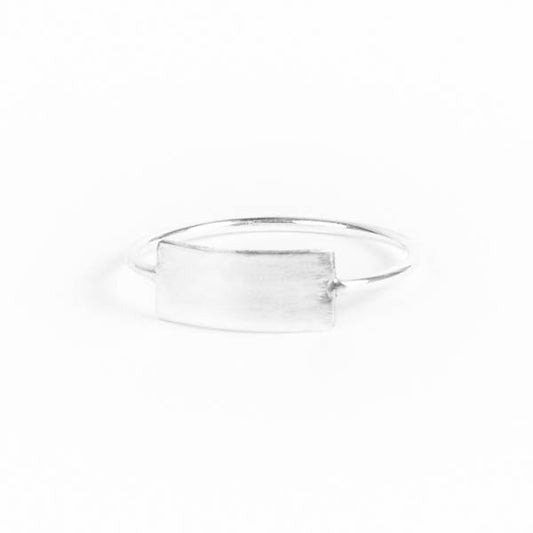 ring geometry rectangle - zilver