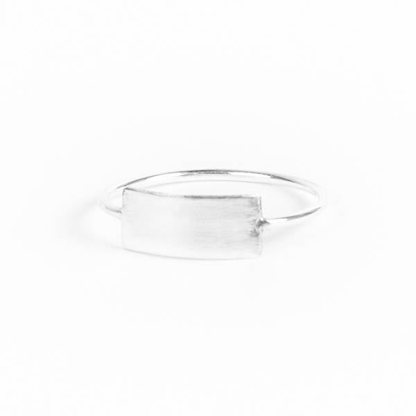 ring geometry rectangle - zilver